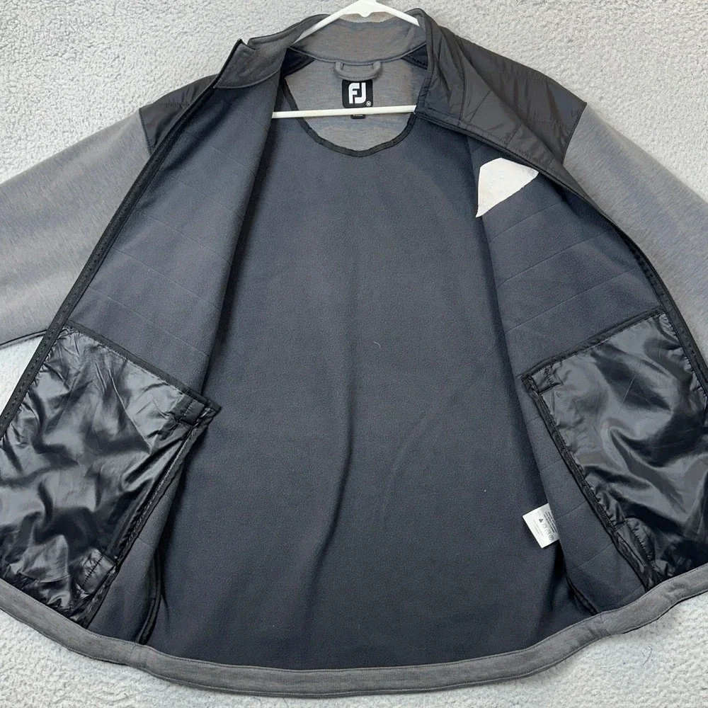 FootJoy Jacket Mens Medium Hybrid Quilted Black Grey Golf Full Zip Performance